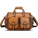 Genuine Leather Messenger Bag and Briefcase Purse for Men Real Leather Shoulder Bag Top Handle Satchel Purse for Laptop Strap