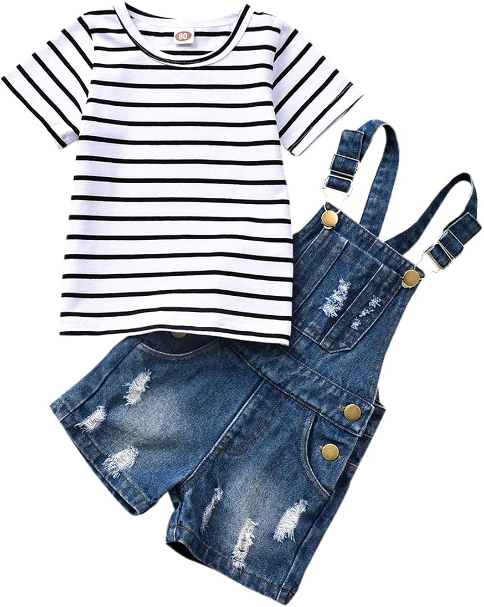 black and white striped overall shorts