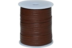 Autentico Leather Flat String Cord for Making Necklace, Bracelets and Jewellery, Genuine Cowhide Leather Strap Braided Cord for Shoe Laces and DIY Crafts (Light Brown, 3mm)