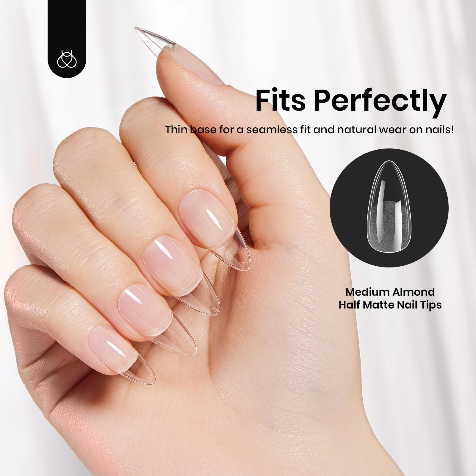 Beetles Gel Nail Tips Medium Almond Etch X Nail Tips, 12 Sizes 288 PCS Half Matte Full Cover False Nails Clear Acrylic Nails Glue on Nails DIY Gift for Women - Image 7