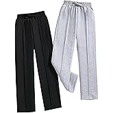 RoseSeek 2 Pack Girl's Sweatpants Wide Leg Elastic Waist Pants with Pockets Baggy Joggers Track Pants Trendy