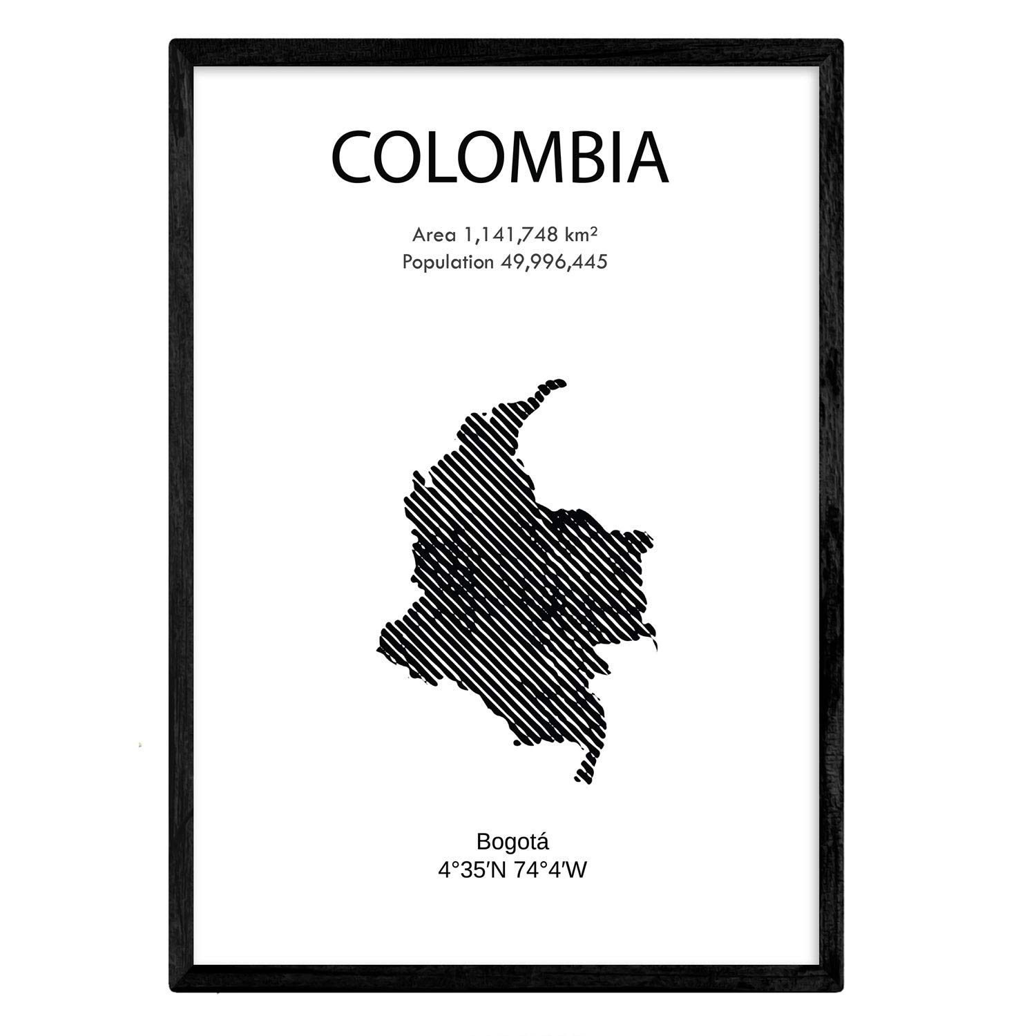 Nacnic Poster of Colombia. Sheets of countries and continents. A3 size