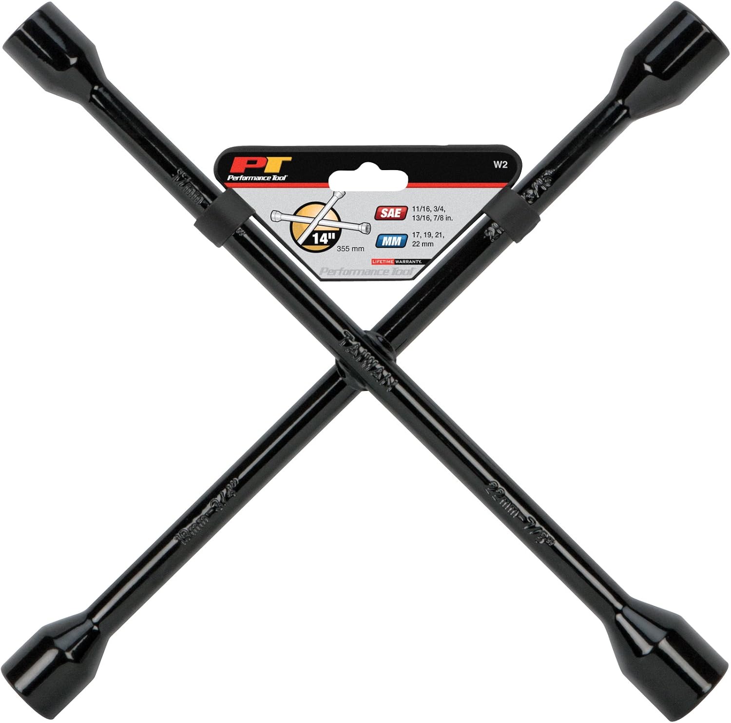 Performance Tool W2 Black 14" Metric 4-Way Cross Lug Wrench, 14" 4-Way SAE/MM Lug Wrench: Automotive