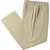 LETAOTAO Mens Big and Tall Full Elastic Waist Pants Stretch Slacks with Zipper Fly and Pockets