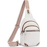 Lexiyat Anti Theft Crossbody Bags for Women Travel Chest Sling Bag Leather RFID Purse Fanny Pack Beige