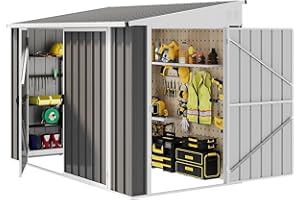 DWVO 8x4 FT Outdoor Weatherproof Storage Shed, Secure Metal Bike Shed w/Lockable Entry, Garden Storage Solution for Lawn Equipment, Tools, Waste Bin, Dark Gray