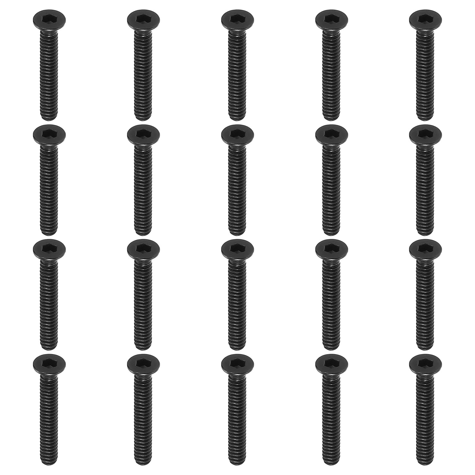 PATIKIL #4-40 x 3/4 Inch Flat Head Socket Cap Screws, 20 Pack Flat Countersunk Bolts Hex Socket Drive Machine Screws Full Thread Coarse Thread UNC Black Oxide Grade 10.9
