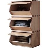 unununu Stackable Solid Wood Storage Chests, Modular Bins with Lids, 19.5"W | Wooden Cabinet, Entryway Multiuse Box, Closet Organizer, Pantry, Media Unit, Nightstand, Drawers, Accessories, Books, CD/DVD