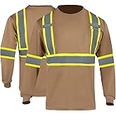 FONIRRA Long Sleeve Safety T Shirt Reflective High Visibility Construction Work Shirts ANSI Class 3 for Men