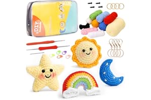 UzecPk Crochet Kit for Beginners, Knitting Kit for Adults, Crochet Starter Kit with 10 Colors of Yarn, Crochet Stuffing, Crochet Keychain, Step-by-Step Instruction, and Video Tutorials