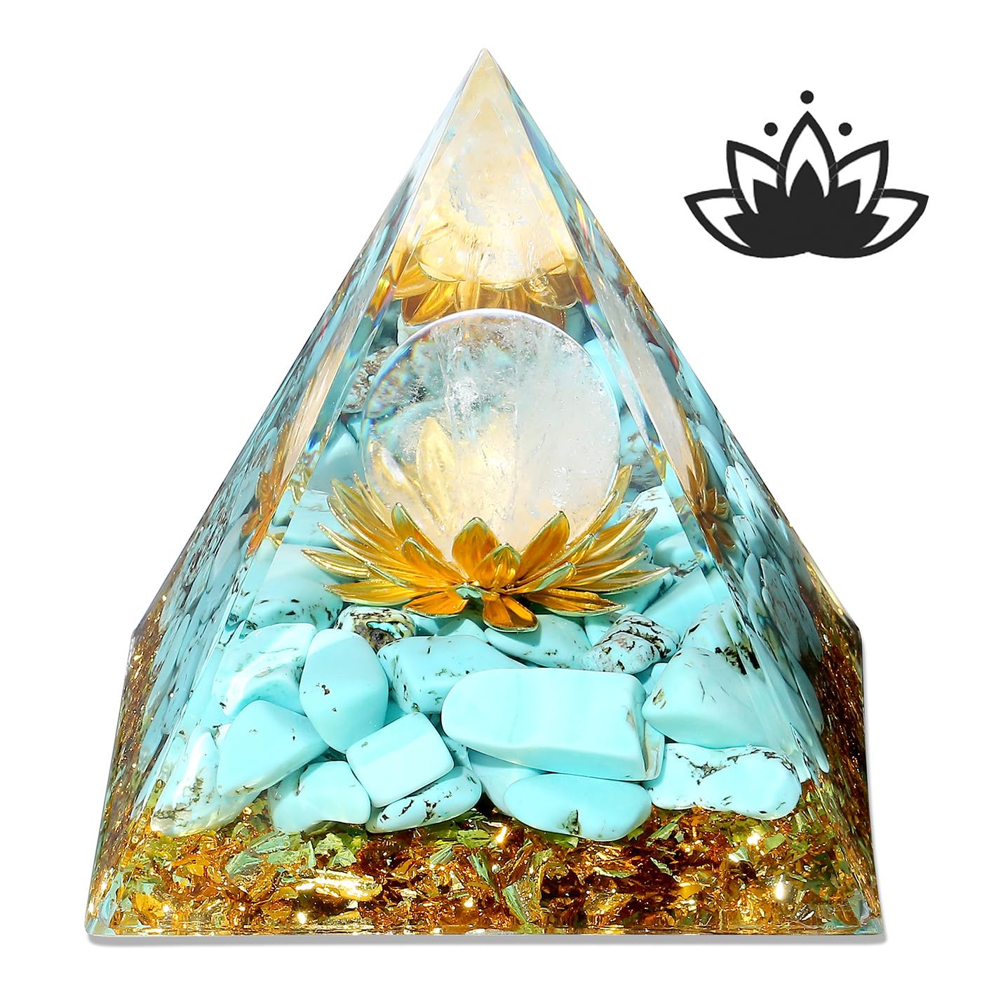 XIANNVXI Turquoise Crystal Tower,Lotus Flower Tower,Orgonite Orgone Gemstone for Bring Luck Reiki Healing Crystal