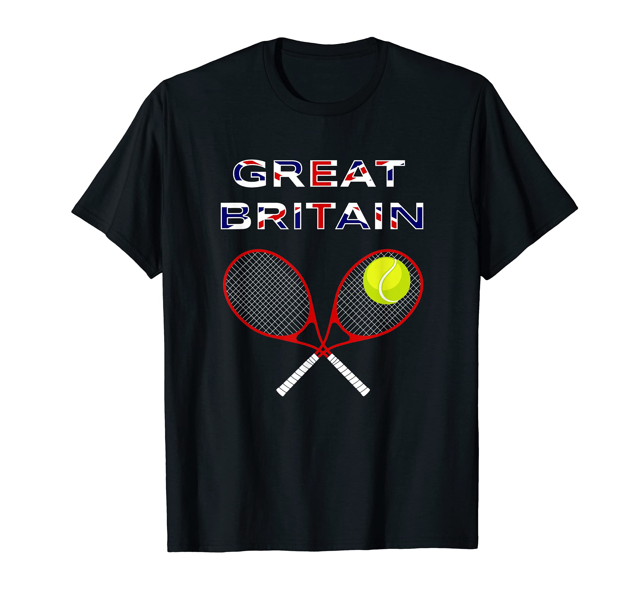 UK Flag Tennis Ball, Racket / Great Britain Team Fan Support T-Shirt