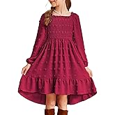 blibean Girls 2025 Fall Dresses Long Sleeve Polka Dots Pockets Dress Size 6-15 Years