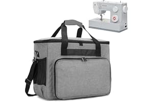 WITSTEP Sewing Machine Case, Sewing Machine Bag with Multiple Pockets and Adjustable Shoulder Strap, Universal Tote Bag Compatible with Most Standard Singer, Brother, Janome, and Accessories, Grey