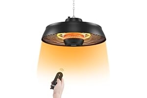 Pasapair Patio Heater - 1500W Outdoor Hanging Heater 3S Fast Heating with Remote - Adjustable Height Waterproof Infrared Moun