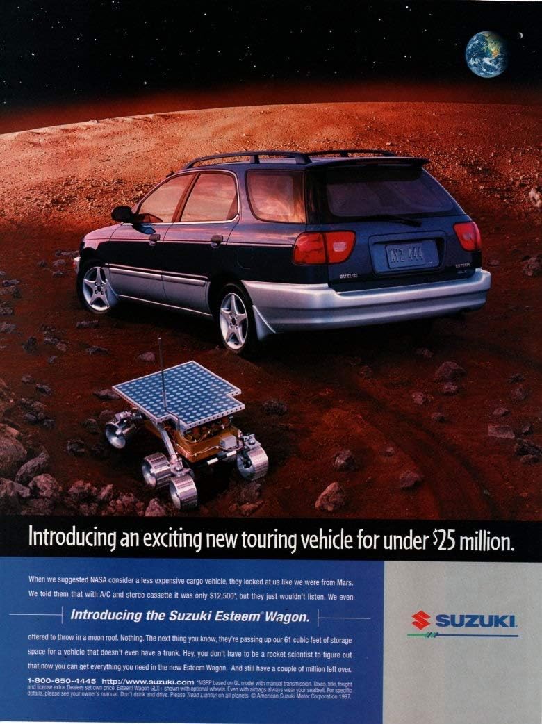 Amazon Com Magazine Print Ad 1997 Suzuki Esteem Wagon Nasa Mars Rover Scene An Exciting New Touring Vehicle For Under 25 Million Entertainment Collectibles