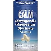 Natural Vitality Calm Ashwagandha + Magnesium Glycinate Capsules | Support for Occasional Stress & Anxiety | Gluten Free Supplement | 90 Count