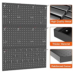 TORACK 3 pcs Metal Pegboard Panels for Wall Garage