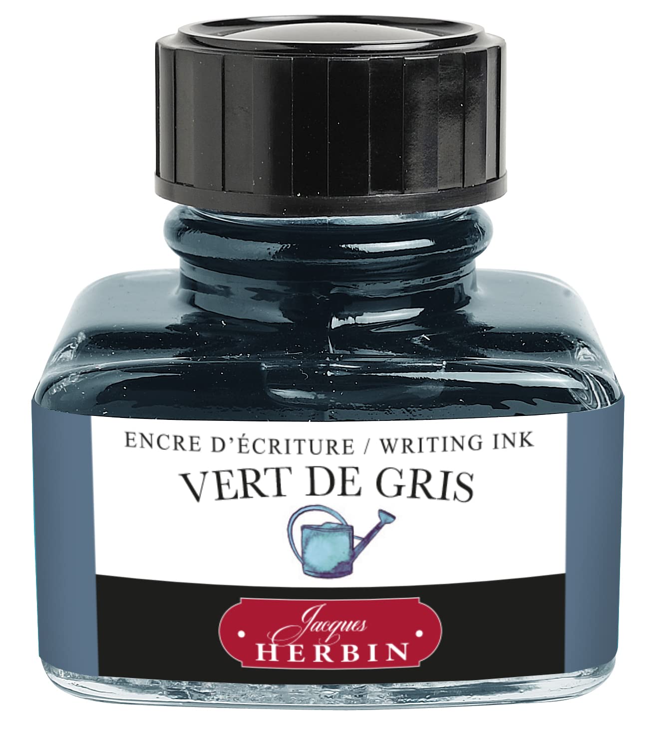 Jacques Herbin 13007T - One 30 ml bottle of ink for fountain pens and rollerballs, Vert de gris/ grey Green colour - Made in France - Calligraphy, Writing
