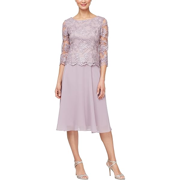 Amazon.com: Alex Evenings Women's Tea Length Embroidered Bodice Mother of  The Bride Gown, Wedding Guest Dress : Clothing, Shoes & Jewelry