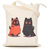 BROADREAM Canvas Tote Bag for Girls, Reusable Large Shoulder Bag with Zipper & Small Cosmetic Bag for Gym, Work, Shopping