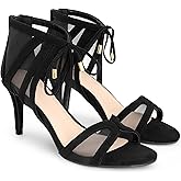 Perphy Lace Up Mesh Stiletto Heel Gladiator Sandals for Women