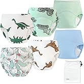 EZ Moms 6 Packs Absorption Toddler Potty Training Underwear for Boys 100% Cotton Toilet Training Pants 2T-3T Leakproof Reusable Kid Confident Toddler Panties Pee Pants with Potty Sticker Chart