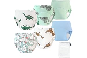 EZ Moms 6 Packs Absorption Toddler Potty Training Underwear for Boys 100% Cotton Toilet Training Pants 3T-4T Boys Leakproof Reusable Kid Confident Toddler Panties Pee Pants with Potty Sticker Chart