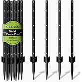 Metal Fence Posts for Wire Fencing,Heavy Duty U Post 5 FT Black | 10 Packs Rustproof Powder-Coated Steel Fence Stakes, No-Dig Fence Posts for Farm, Orchard, Yard &amp; Temporary Fencing