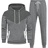 LecGee Men's 2 Piece Outfits Color Block Hoodie Sweatshirt Jogger Pants Set Casual Athletic Sweatsuit for Men