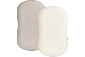 WIMIST Muslin Baby Lounger Cover 2 Pack, Soft Breathable Newborn Lounger Pillow Cover for Boys Girls Infant