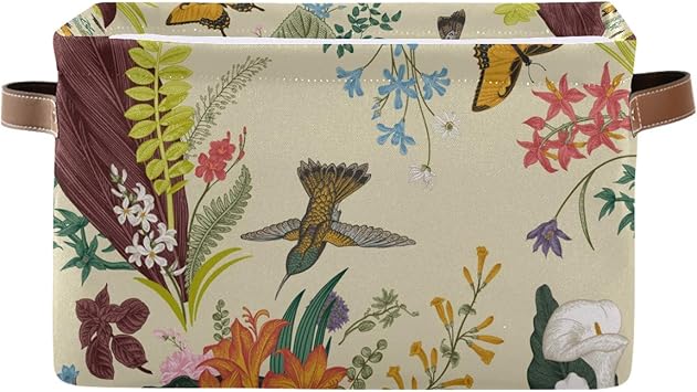 Funnyy Aufbewahrungskorb, Vintage-Stil, Blume, Vogel, Schmetterling