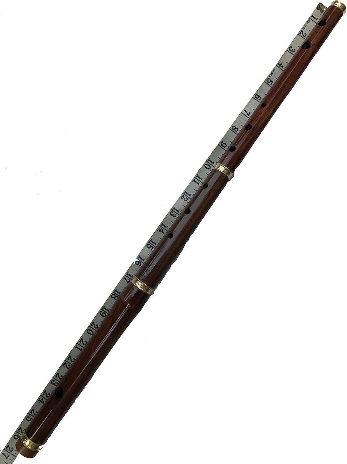 26" Irish Professional Sheesham Wood D Flute 3 Parts Natural Finish, Golden Mounts with Free Hard Case, natural brown, Full size - Image 3