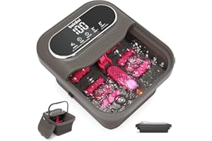 Beinilai Collapsible Foot Spa with Heat, Bubble and Temperature Control, Foot Bath Massager with Shiatsu Massage Roller and Touch Screen, Foot Soak Tub, Pedicure Foot spa for Relaxation (Dark Grey)