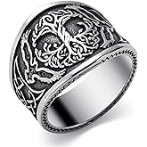 KIRTIJW Viking Rings for Men Norse Viking Runes Vegvisir Compass Valknut Ring Jewelry for Men Women Boys Size 7-13