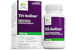 Terry Naturally Tri-Iodine - Support Thyroid Health - Aids Hormone Balance with Molecular Iodine from Kelp - Features Potassium Iodide & Sodium Iodide - Brain & Energy Support - 12.5mg, 180 Capsules