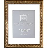 Golden State Art, 11x14 Ornate Finish Photo Frame, with White Mat for 8x10 Picture & Real Glass, Color: Bronze