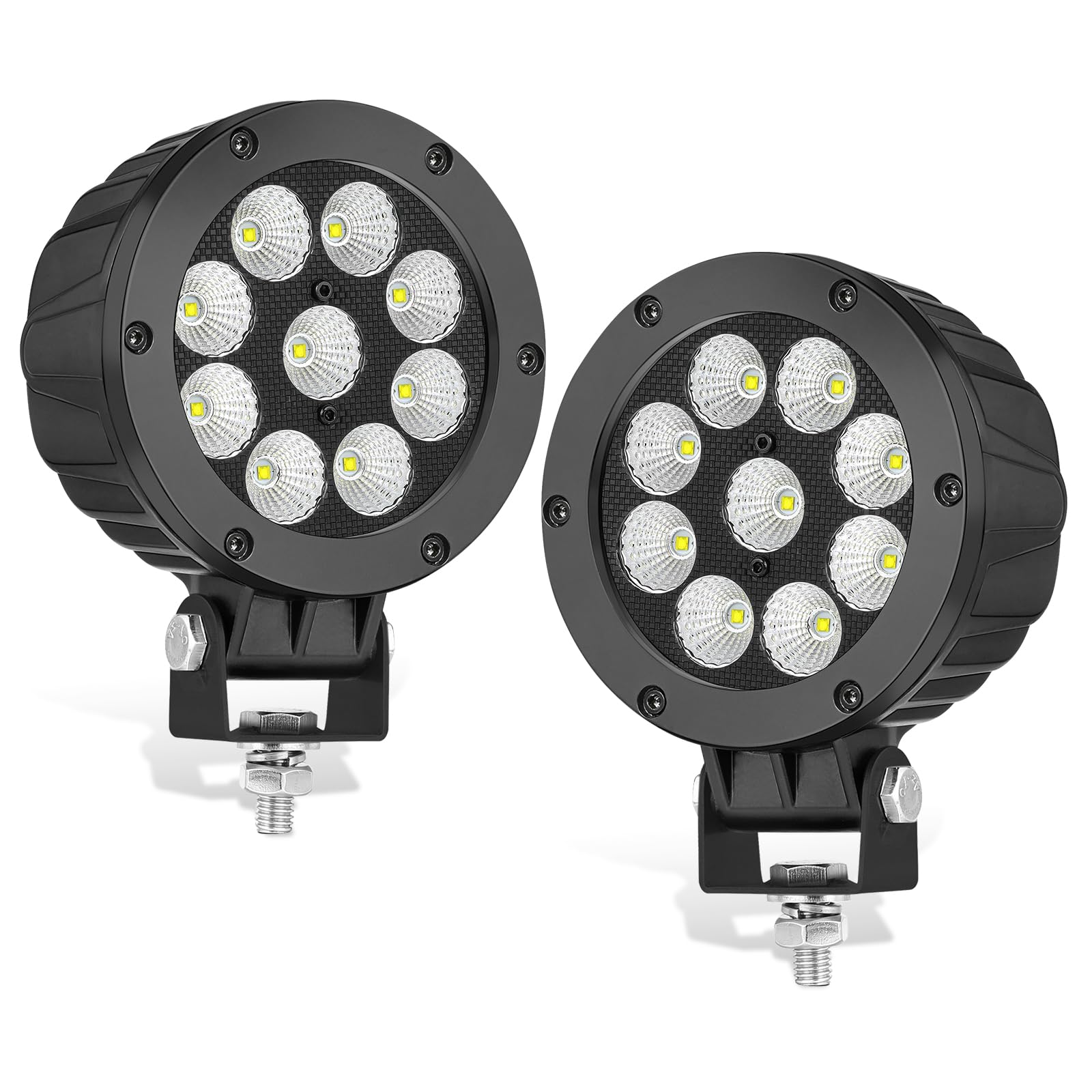 Photo 1 of AKD Part 5 Inch Round Flood LED Offroad Lights 90W CREE LED Driving Light Work Lights Round Fog Light 2PCS for Trucks Pickup SUV UTV ATV Tractor Lawn Mower Forklift Golf Cart Boat
