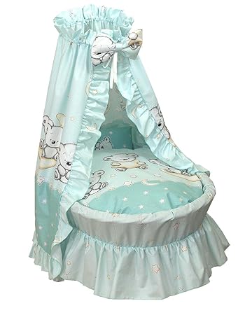 Amigos Ausstattung für Stubenwagen Bärchen Mond Sterne Türkis inkl. Matratze