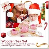 AOLEVA Wooden Afternoon Tea Set for Toddlers Play Food Tray Teapot view 6