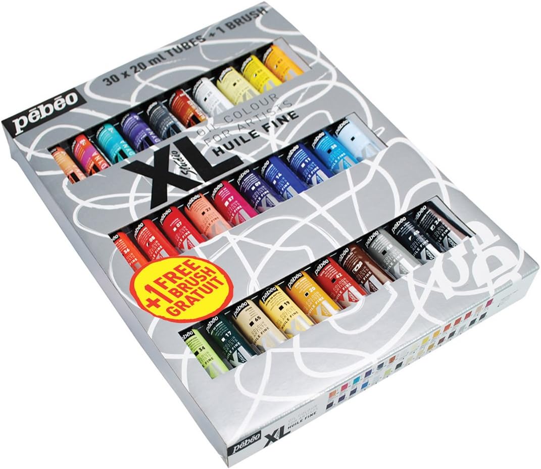 Pebeo 20 ml XL Studio Fine Oil with Bursh, Set of 30, Assorted Tubes, Multicolor, 20 ml (Pack of 30)