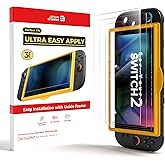 JSAUX 3-Pack Ultra HD Screen Protector for Nintendo Switch 2 | with Guide Frame, Easy to Install, 99.99% Clarity, Full-Screen Coverage, 9H Glass, Anti-Fingerprint, Scratch Resistant