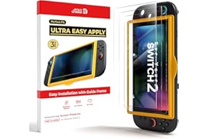JSAUX 3-Pack Tempered Glass Screen Protector for Nintendo Switch 2 (2025), Easy to Install with Guiding Frame Ultra HD Glass 