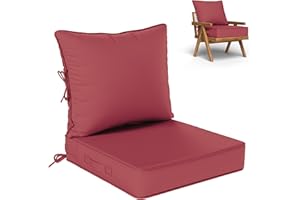 Kimunuk Outdoor Seat Cushion Set 19 L × 19 W × 4 H Inch Waterproof & Fade Resistant Patio Furniture Cushions with Removable Cover with Handle and Straps for Sofa Chairs, Chairs