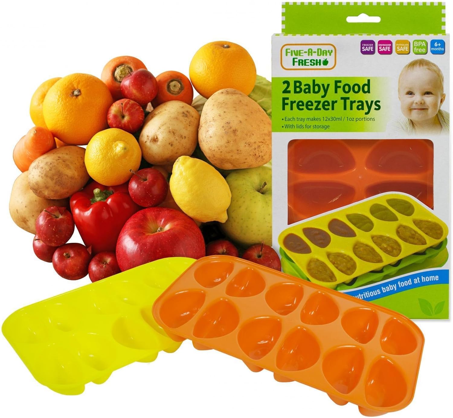ALANNAHS ACCESSORIES 2 Baby Food Freezer Trays With Lids Freezing