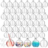 Layhit 50 Pack 6 oz Plastic Potion Bottles with Lids, Silver Aluminum Cap | Spherical for Sand Art, Bulk Potion Set Includes 