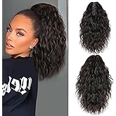 MAYSA Ponytail Hair Extension Claw Clip in Extension 14 inch Wavy Curly Ponytail Hair Extensions Synthetic Hairpiece for Women #4Dark Brown
