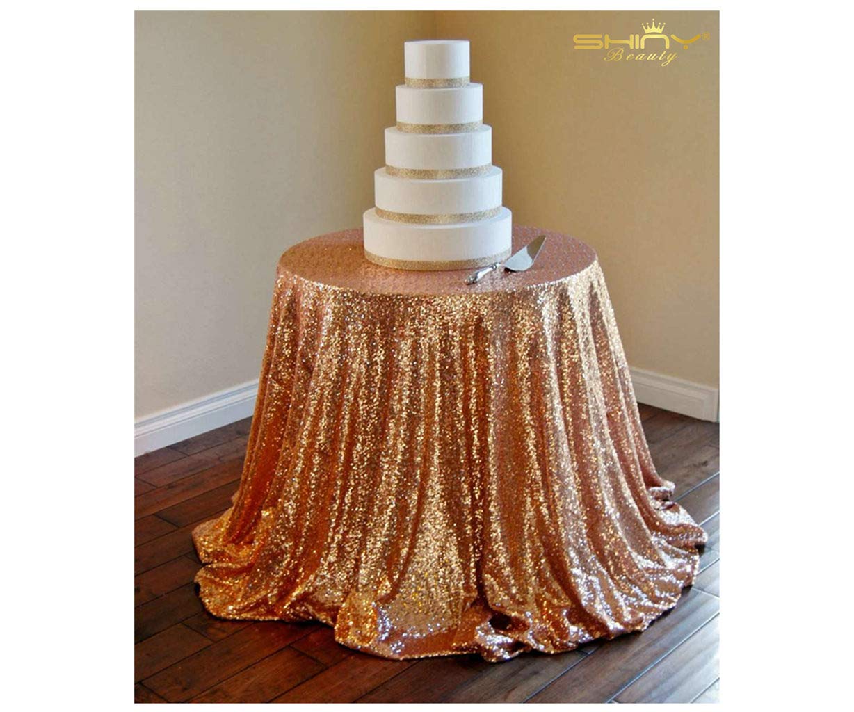 Best shinybeauty blush sequin table runner gold