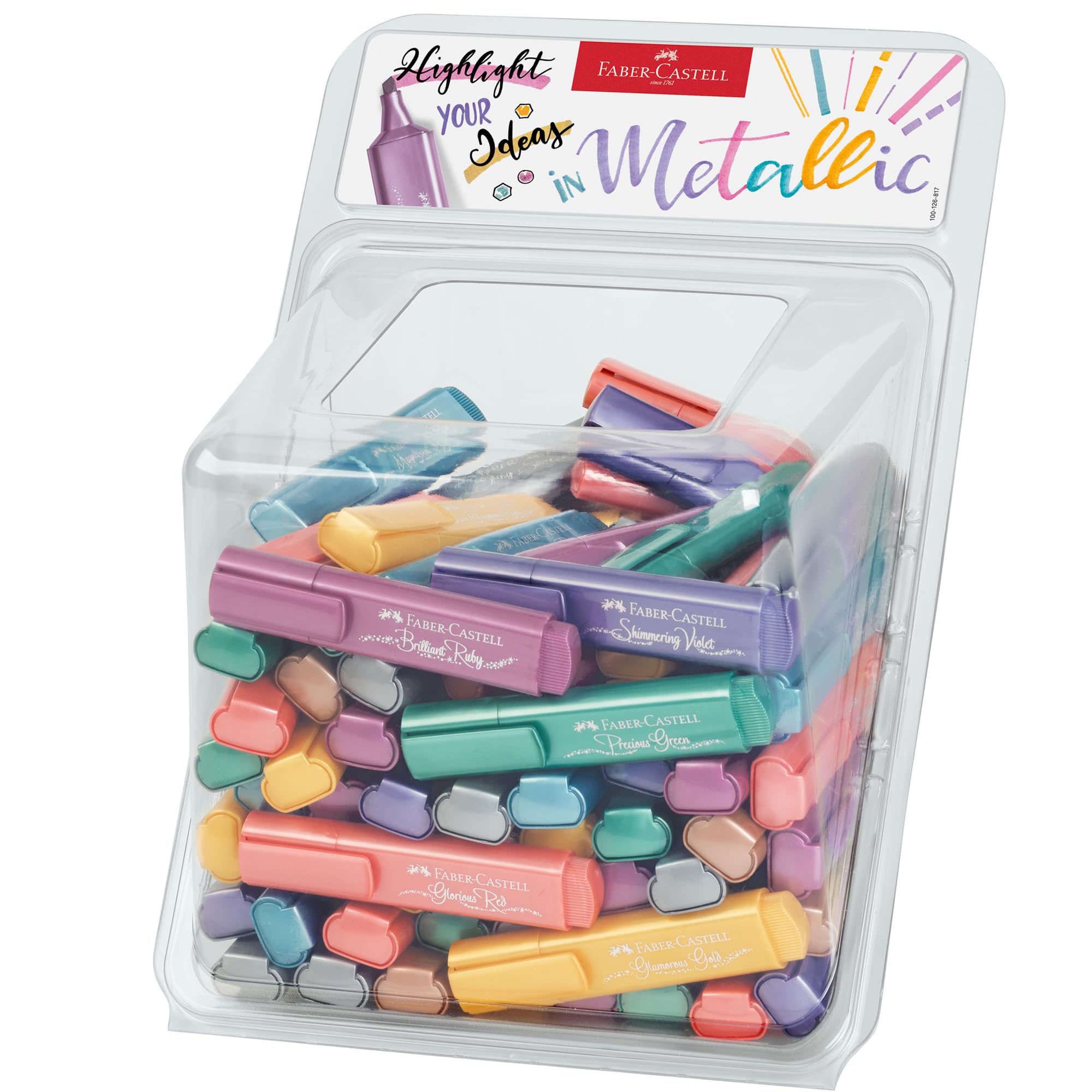 Faber-Castell Textliner 46 Assorted Metallic Colours - Pot of 100