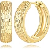 Eloqueen Gold Hoop Earrings 14K Gold Earrings for Women Chunky Earring Vintage Vibes with Timeless and Modern Shape Dainty Chunky Hoop Earring for Women Trendy 20mm